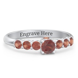 1/4 ct. Round Gemstone Peek-A-Boo Engagement Ring with Side Gemstones in 925 Sterling Silver with Garnet