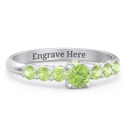 1/4 ct. Round Gemstone Peek-A-Boo Engagement Ring with Side Gemstones in 925 Sterling Silver with Peridot