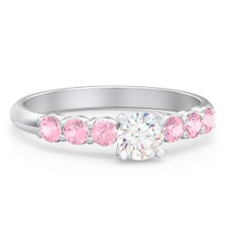 1/3 ct. Round Gemstone Engagement Ring with Side Gemstones