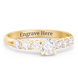 1/3 ct. Round Gemstone Engagement Ring with Side Gemstones