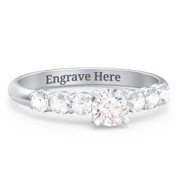 1/3 ct. Round Gemstone Engagement Ring with Side Gemstones
