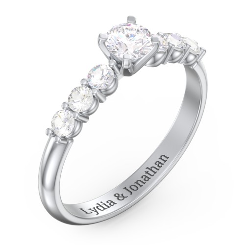 1/3 ct. Round Gemstone Engagement Ring with Side Gemstones