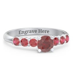 1/2 ct. Round Gemstone Engagement Ring with Side Gemstones