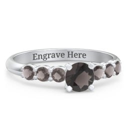 1/2 ct. Round Gemstone Engagement Ring with Side Gemstones