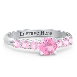 1/2 ct. Round Gemstone Engagement Ring with Side Gemstones