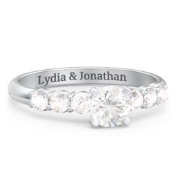 1/2 ct. Round Gemstone Engagement Ring with Side Gemstones