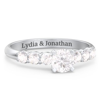 1/2 ct. Round Gemstone Engagement Ring with Side Gemstones