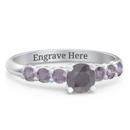 1/2 ct. Round Gemstone Engagement Ring with Side Gemstones in 925 Sterling Silver with Alexandrite