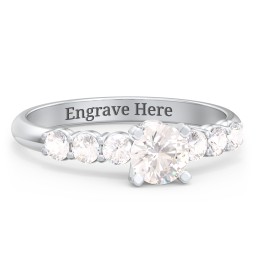 1/2 ct. Round Gemstone Peek-A-Boo Engagement Ring with Side Gemstones