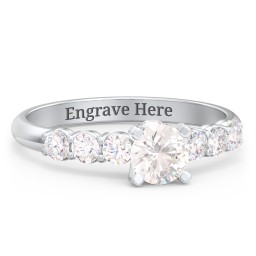 1/2 ct. Round Gemstone Peek-A-Boo Engagement Ring with Side Gemstones