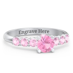 1/2 ct. Round Gemstone Peek-A-Boo Engagement Ring with Side Gemstones