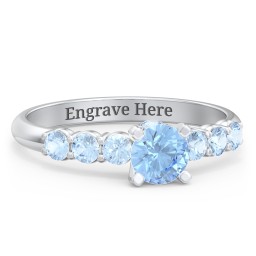 1/2 ct. Round Gemstone Peek-A-Boo Engagement Ring with Side Gemstones