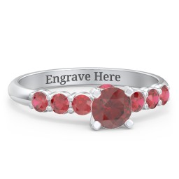 1/2 ct. Round Gemstone Peek-A-Boo Engagement Ring with Side Gemstones