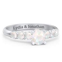 1/2 ct. Round Gemstone Peek-A-Boo Engagement Ring with Side Gemstones