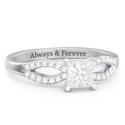 1/2 ct. Princess Gemstone Split Engagement Ring with Accents