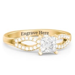 1/2 ct. Princess Gemstone Split Peek-A-Boo Engagement Ring with Accents