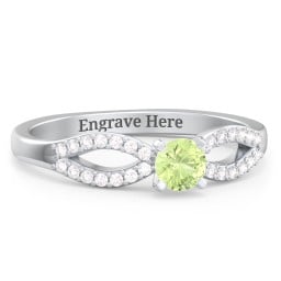 1/4 ct. Round Gemstone Split Engagement Ring with Accents