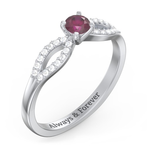 1/4 ct. Round Gemstone Split Engagement Ring with Accents