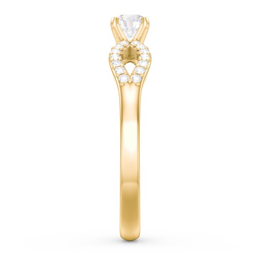 1/4 ct. Round Gemstone Split Engagement Ring with Accents – 10K Yellow Gold with White Sapphire and White Premium Zirconia