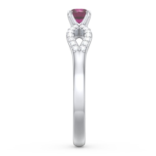 1/4 ct. Round Gemstone Split Engagement Ring with Accents