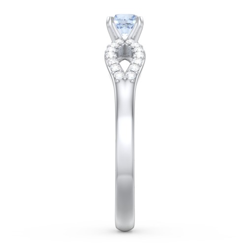 1/4 ct. Round Gemstone Split Engagement Ring with Accents – Sterling Silver with Aquamarine and White Premium Zirconia