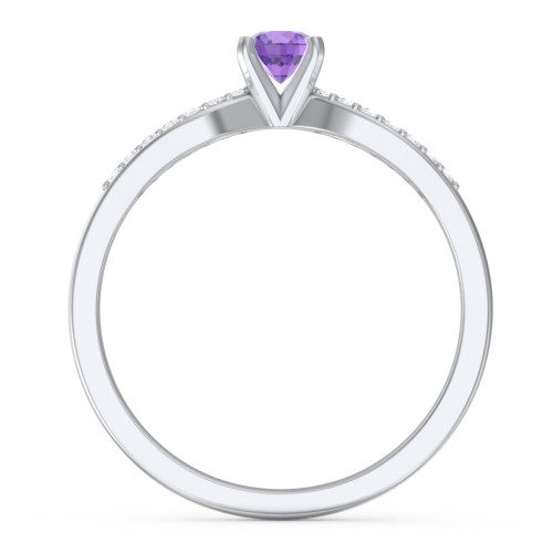 1/4 ct. Round Gemstone Split Engagement Ring with Accents