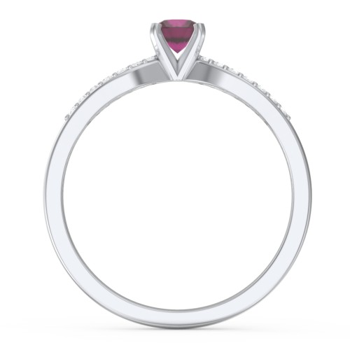 1/4 ct. Round Gemstone Split Engagement Ring with Accents