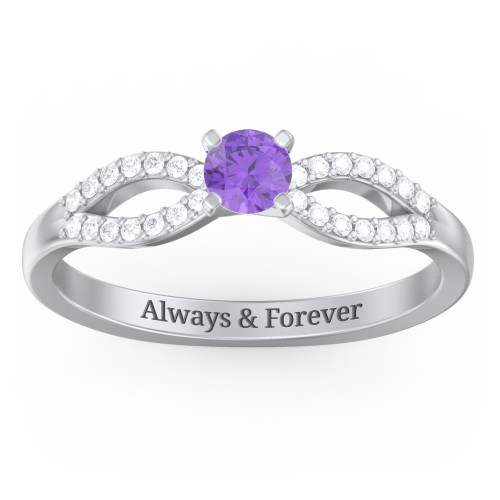 1/4 ct. Round Gemstone Split Engagement Ring with Accents