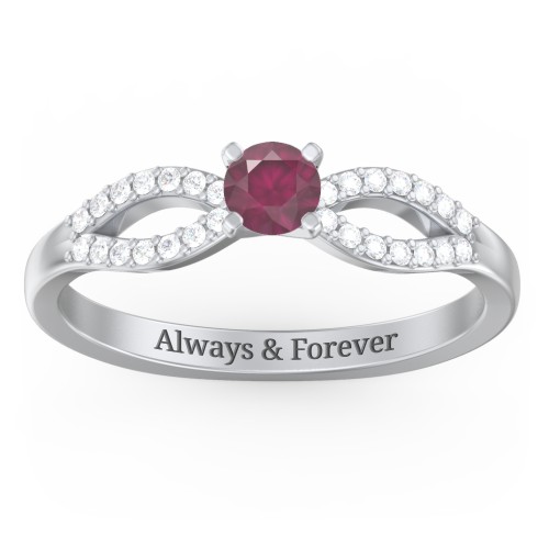 1/4 ct. Round Gemstone Split Engagement Ring with Accents