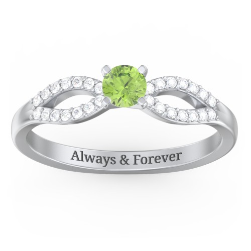 1/4 ct. Round Gemstone Split Engagement Ring with Accents