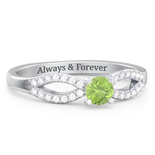 1/4 ct. Round Gemstone Split Engagement Ring with Accents