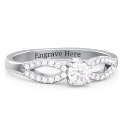 1/4 ct. Round Gemstone Split Peek-A-Boo Engagement Ring with Accents
