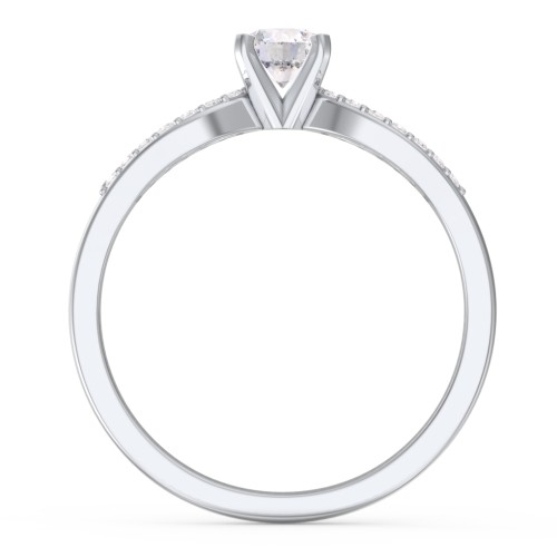 1/3 ct. Round Gemstone Split Engagement Ring with Accents – Sterling Silver with White Premium Zirconia