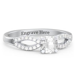 1/2 ct. Round Gemstone Split Engagement Ring with Accents