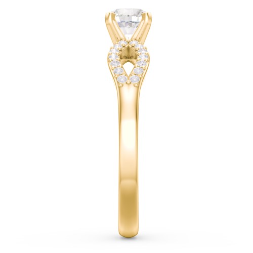 1/2 ct. Round Gemstone Split Engagement Ring with Accents – 10K Yellow Gold with Cubic Zirconia and White Premium Zirconia