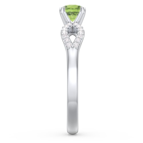 1/2 ct. Round Gemstone Split Engagement Ring with Accents