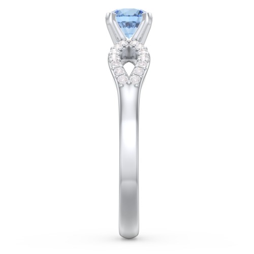 1/2 ct. Round Gemstone Split Engagement Ring with Accents