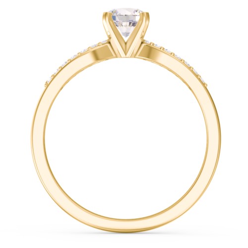 1/2 ct. Round Gemstone Split Engagement Ring with Accents – 10K Yellow Gold with Cubic Zirconia and White Premium Zirconia
