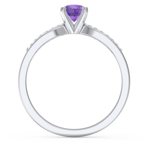 1/2 ct. Round Gemstone Split Engagement Ring with Accents