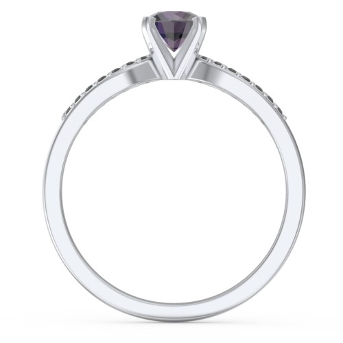 1/2 ct. Round Gemstone Split Engagement Ring with Accents