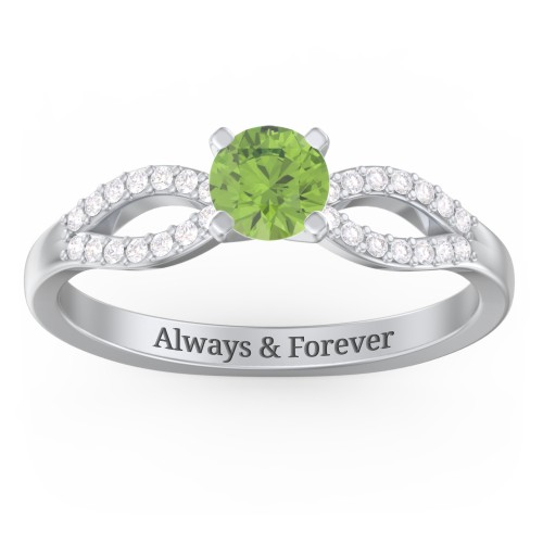 1/2 ct. Round Gemstone Split Engagement Ring with Accents