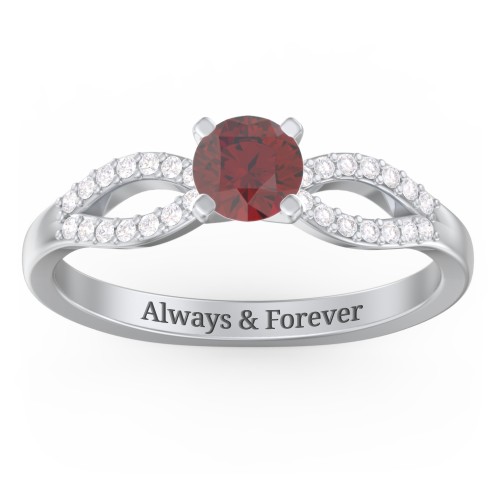 1/2 ct. Round Gemstone Split Engagement Ring with Accents