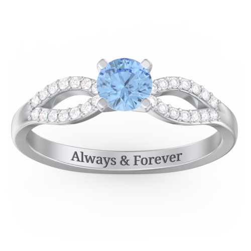 1/2 ct. Round Gemstone Split Engagement Ring with Accents