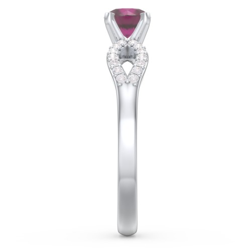 1/2 ct. Round Gemstone Split Engagement Ring with Accents – Sterling Silver with Ruby and Diamond