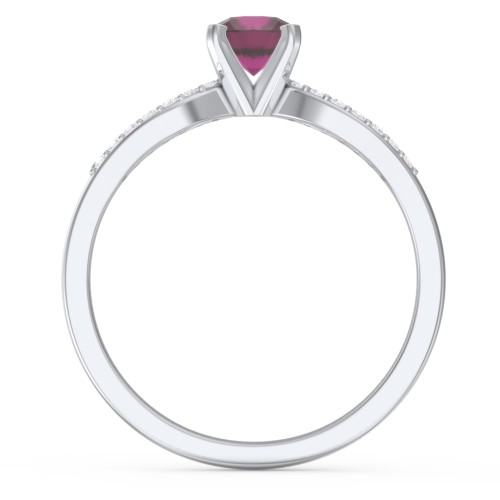 1/2 ct. Round Gemstone Split Engagement Ring with Accents – Sterling Silver with Ruby and Diamond