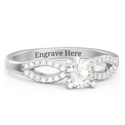 1/2 ct. Round Gemstone Split Peek-A-Boo Engagement Ring with Accents