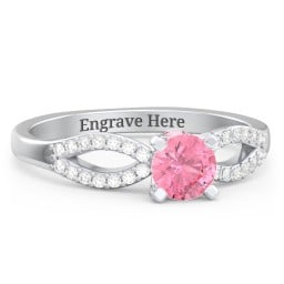 1/2 ct. Round Gemstone Split Peek-A-Boo Engagement Ring with Accents