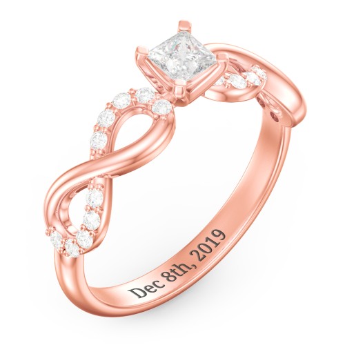 1/4 ct. Princess Gemstone Infinity Engagement Ring with Accent Stones – 10K Rose Gold with White Premium Zirconia