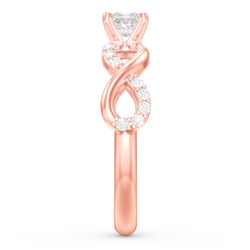 1/4 ct. Princess Gemstone Infinity Engagement Ring with Accent Stones – 10K Rose Gold with White Premium Zirconia