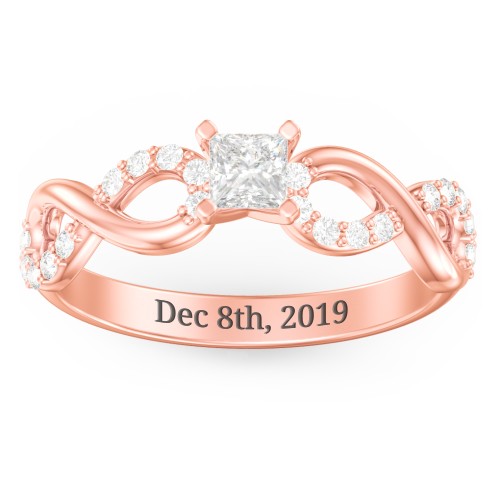 1/4 ct. Princess Gemstone Infinity Engagement Ring with Accent Stones – 10K Rose Gold with White Premium Zirconia
